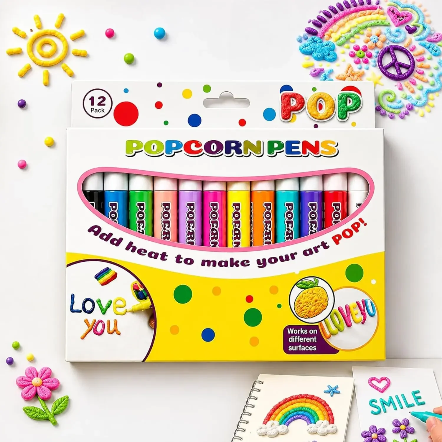 Christmas Bubble Popcorn Drawing Pen Magic 12 Color Bubble Pen 3D Art Pen Children's Drawing Coloring Creative Marking Pen 60ml