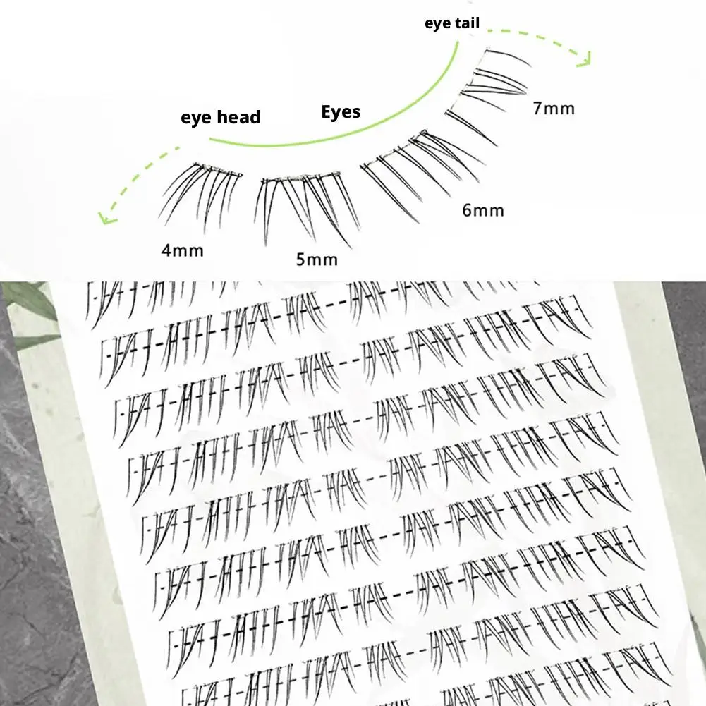 Diy fofo olho de gato extensões de cílios postiços individual cluster cílios coreano maquiagem chicote alado natural acessórios diários j9t3