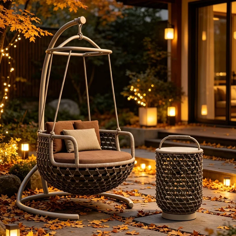 Aluminum alloy rattan outdoor swing hanging basket sofa chair furniture