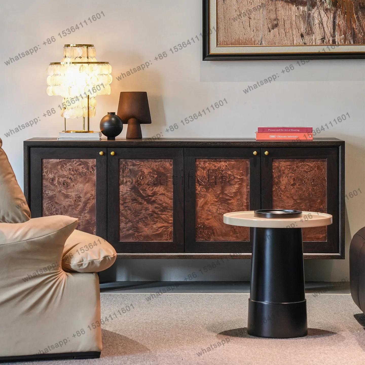 Retro wind tree tumor skin dining side cabinet living room storage porch locker