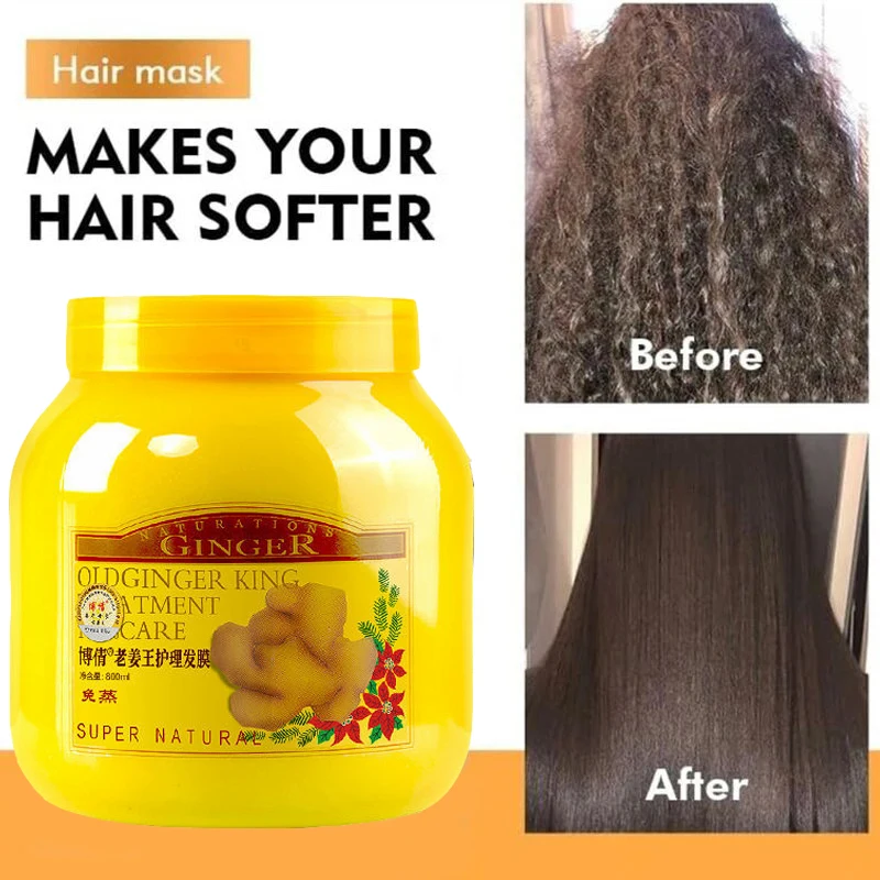 Ginger Hair Mask Repair Deep Damaged Hair Conditioner Soften Smooth Frizz Dry Hair Reduce Hair Split Ends Add Shine Hair Care