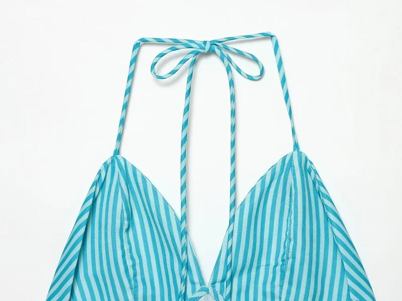 MUJER Gestreiftes Crop-Top für Damen, sexy, rückenfreies Slip-Top für Damen, Sommer-Strand-Top, weibliches Trägertop, ärmellose Damen-Tops – Detail 11