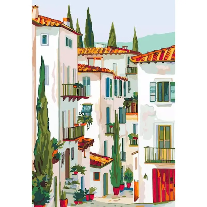 

GATYZTORY Town Paint By Numbers Wall Decor Pictures By Numbers Landscape Modern Kits Color by Numbers Kit