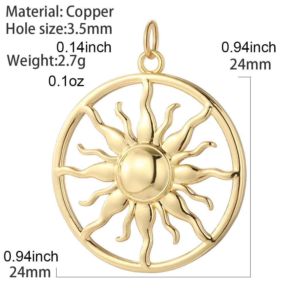 Golden Cute Sun Pendant Jewelry Production Supplies Bohemian Charm Diy Necklace Earrings Necklace Keychain Resin Charm charms