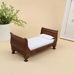 1:12 Dollhouse Miniature Wooden Furniture Single Bed Doll House Accessories