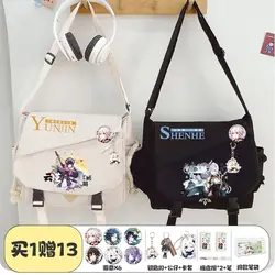 Torba na ramię z motywem Anime Genshin Ganyu Shenhe odznaka torba kurierska o dużej pojemności z kreskówkowym zamkiem Crossbody