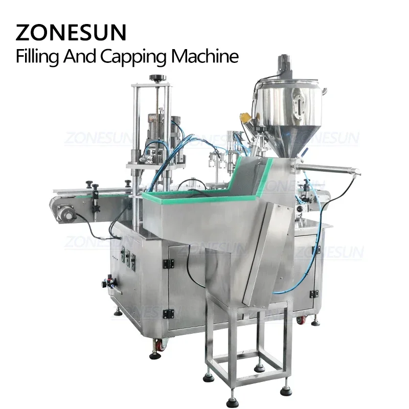 ZONESUN ZS-AFC3 Custom 3 in 1 Full Automatic Vial Filling and Capping Machine for Cosmetic Eye Drops Spray Bottle