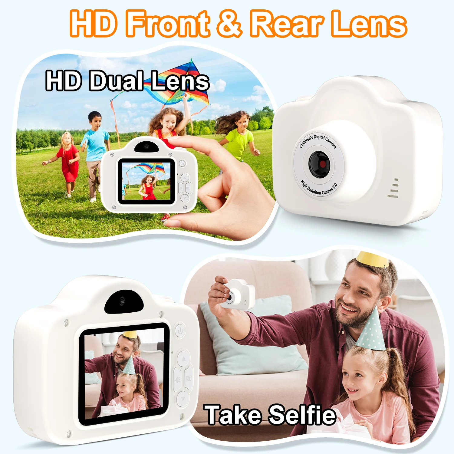 كاميرا فيديو للأطفال بدقة 1080 بكسل |   كاميرا صغيرة بعدسة مزدوجة عرض ملون هدية عيد ميلاد للأطفال