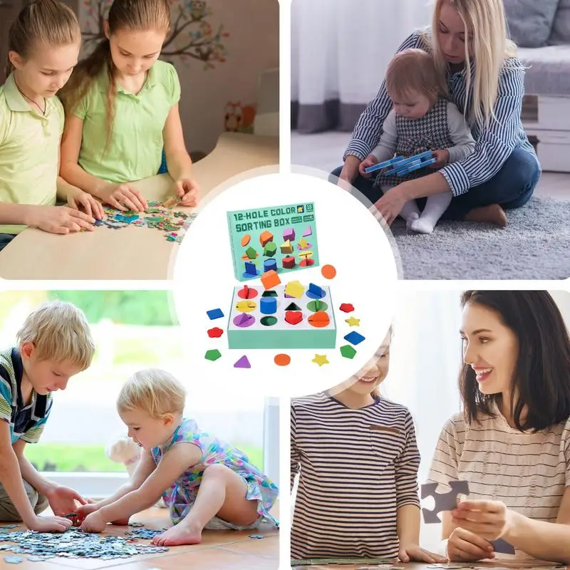 Formas geométricas de madeira montessori quebra-cabeça classificação tijolos matemática aprendizagem pré-escolar jogo educativo brinquedos da criança do bebê para crianças