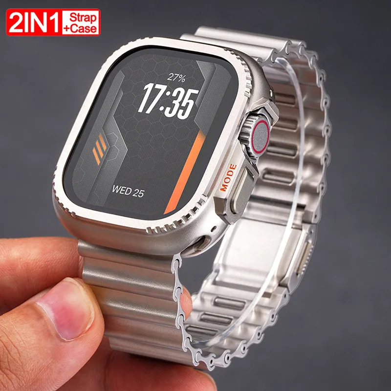 

Metal Case+Band For Apple Watch Ultra 3 49mm S11 S10 46mm Hard Protector Cover Steel Strap For Iwatch 9 8 7 6 5 4 SE3 44mm 45mm