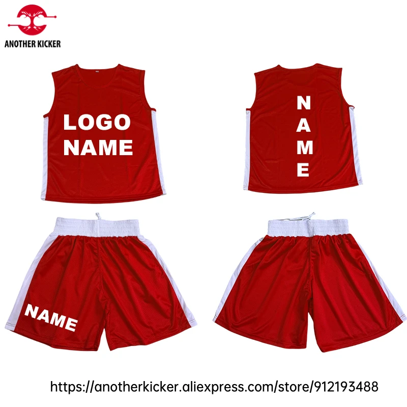 

Boxing Shorts Custom Logo Muay Thai Shorts Men Women Kids Sanda Wushu Kickboxing Uniform Red Martial Arts MMA Training Clothing