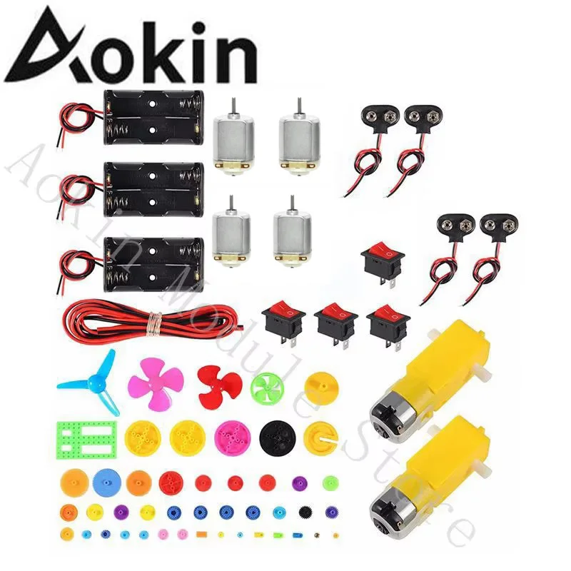 Kit motore elettrico DC TT ingranaggi custodia batteria AA motore RC 1.5-3V 15000RPM elica elettronica albero filo 9V interruttore a Clip batteria