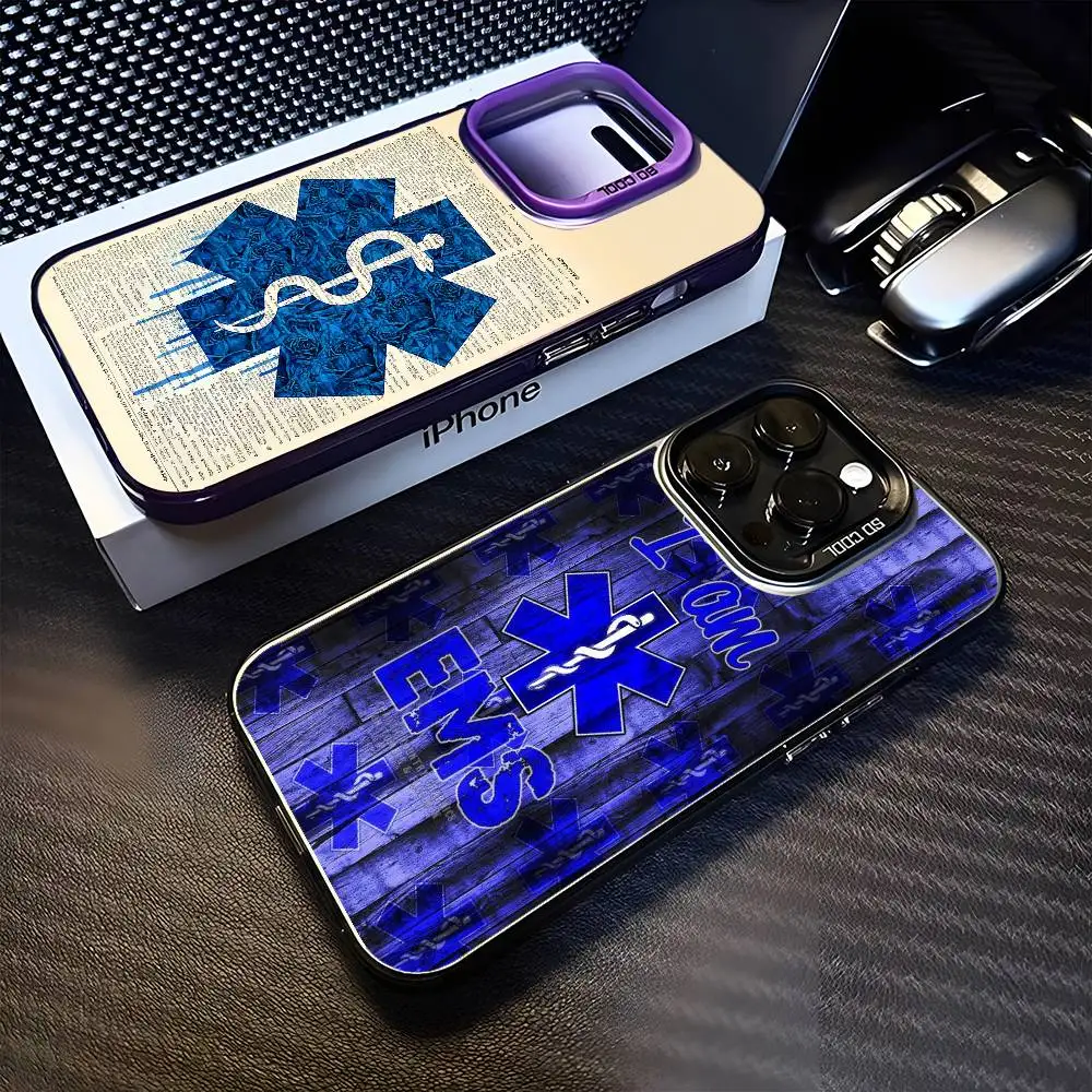 

E-EMT EMS A-Ambulance Phone Case For iPhone17,16,15,14,13,12,11 Plus,Pro Max Purple Matte Shockproof Cover