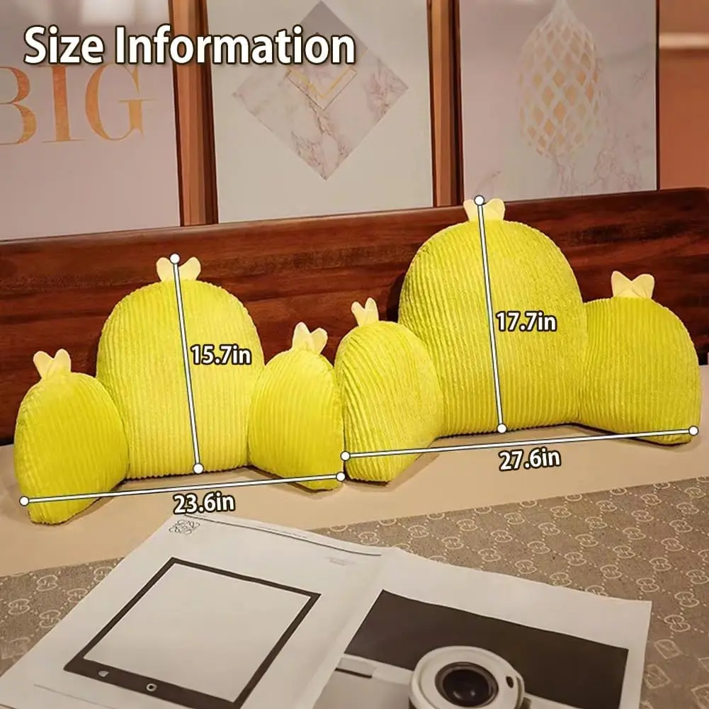 Reading Back Cushion for Bed Sitting Up Backrest Cushion Cute Cactus Back Support Pillow for Bed/Couch/Chair Large Lumbar Pillow
