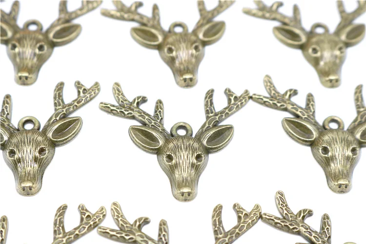 Jewelry finding & components parts Bronze fawn pendant Antique brass deer head bracelet accessories #5134