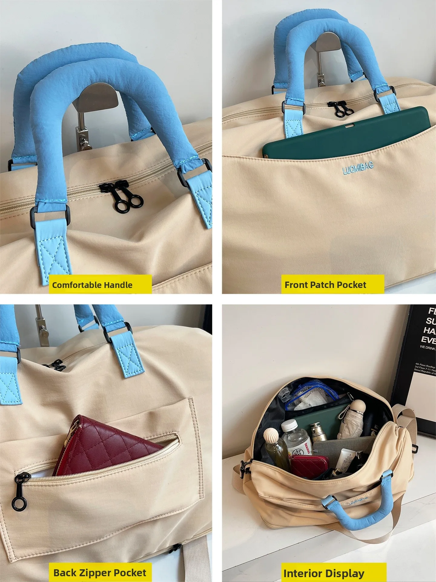 kangaroo-travel-bag-women's-handheld-ort-trip-clothing-hanging-suitcase-pink-hand-lage-faionable-trendy-nylon-bapa