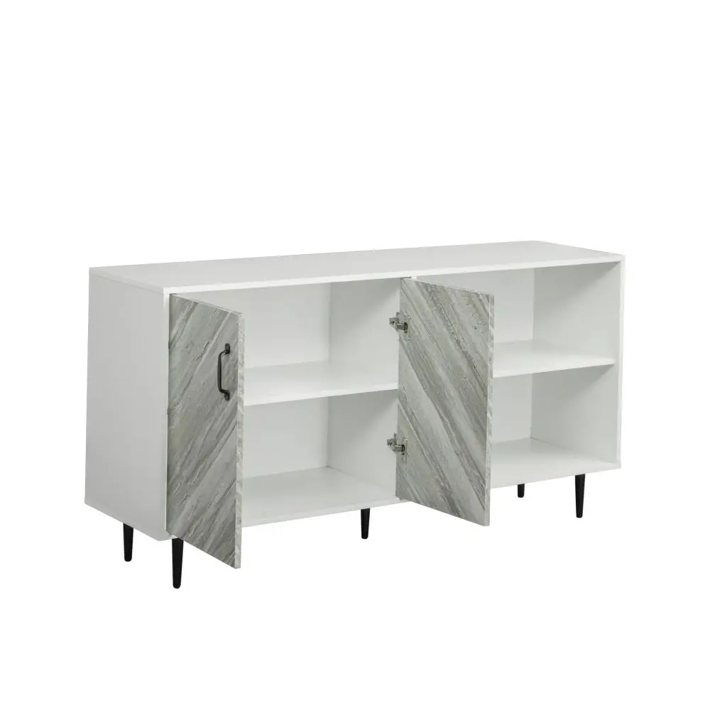 Cabinet with 2 Doors & 3 open shelves, Freestanding Sideboard Storage Cabinet Entryway Floor Cabinet for Living Room Office