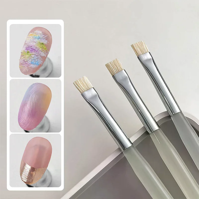 Nail Art Texture Brush French Tip Styling Nail Wooden Short Harder Bristle Brush Manicure Painting Tool Nail Polish Brush Tool