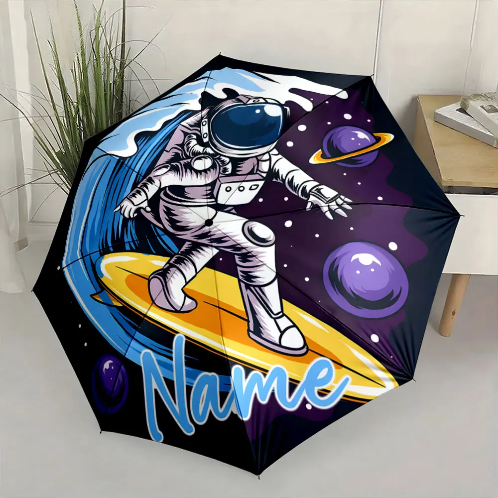 Custom Name Explore the Universe with Style 8 Iron Ribs Folding Umbrella Auto-Open Fashionable Sunshade Deluxe Gift