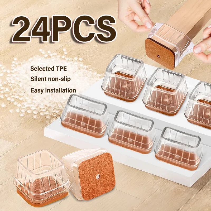 Thicked Chair Leg Protector Silicone Anti-Slip Furniture Pads Scratch-proof Leg Cover Noise Prevention Chair Cap Floor Protector