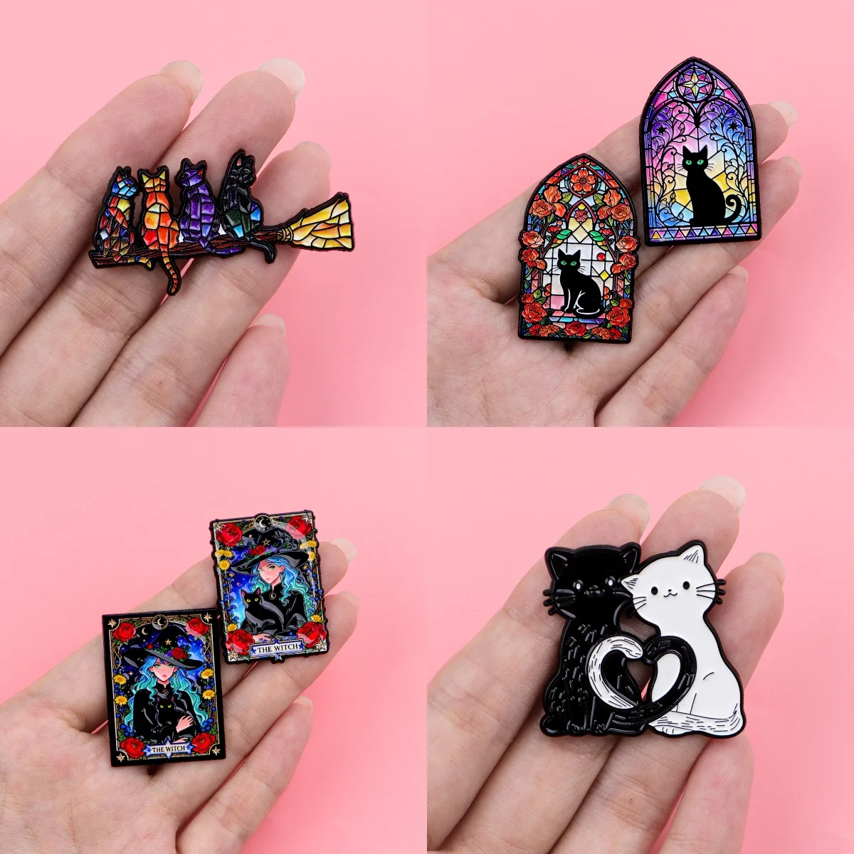 Broches en émail chat noir, broches Tarot de sorcière, Badge épingle à revers pour sac à dos, accessoires pour vêtements, bijoux à la mode, cadeaux de noël