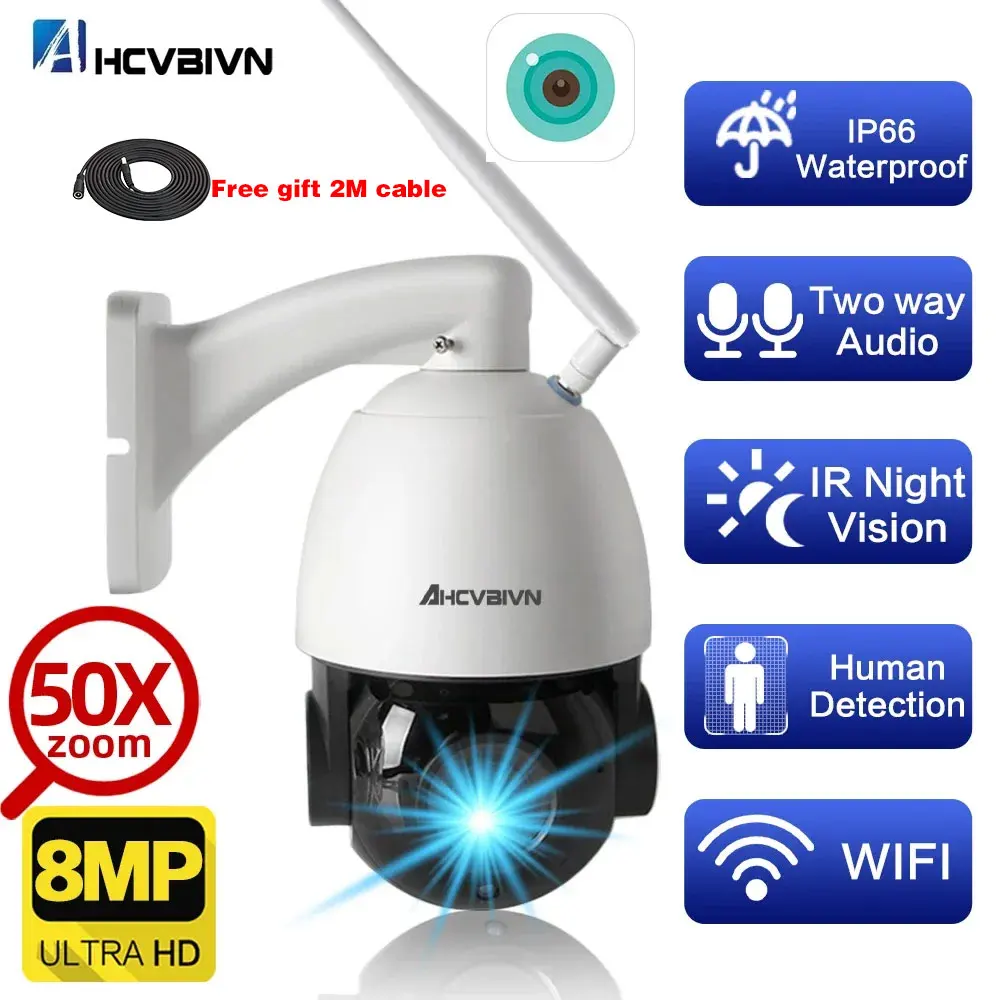 

4k 50X 30X Zoom Wifi PTZ IP Dome Camera Outdoor Two Way Audio PTZ Security Surveillance Camera Wireless CCTV IP Cam 8MP ICSEE