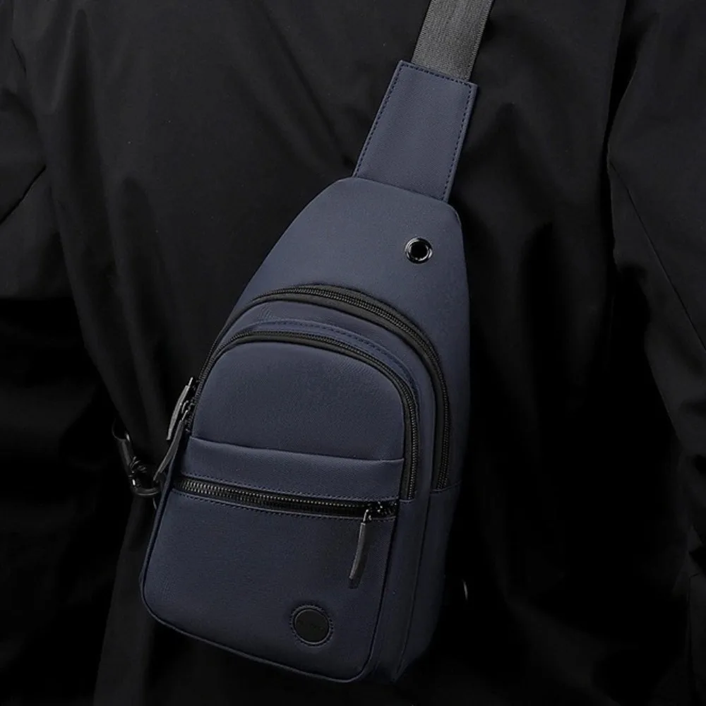 Bolso de pecho cuadrado para hombre, bandolera multifuncional de nailon, de un solo hombro, de gran capacidad, para teléfono al aire libre