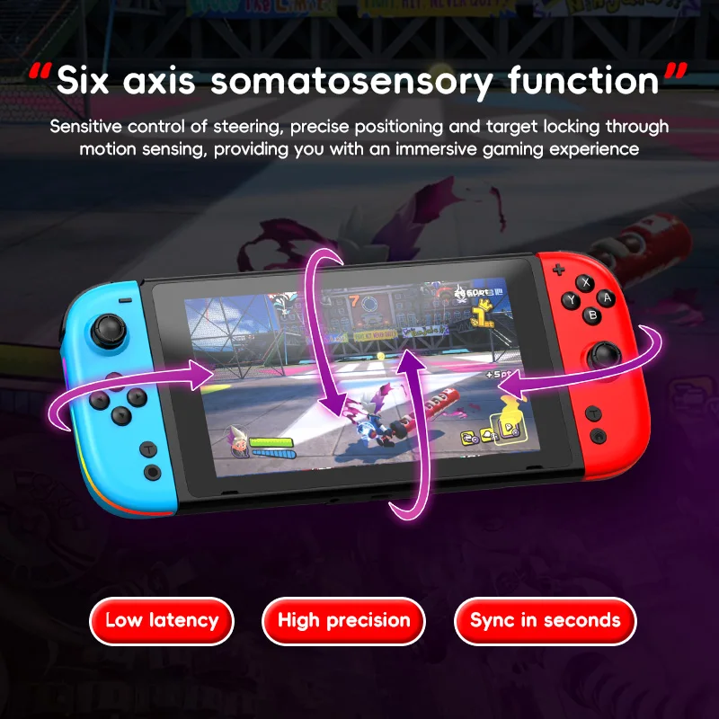 BSP-JOY 05 Switch L/R Controller Hall Joystick RGB Luce colorata 5.3 Bluetooth Sveglia Controller vibrante a sei assi