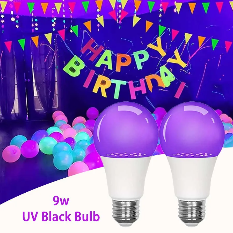 

E27 Led Bulb 9W UV Light Bulbs Blacklight 395nm UV Light Glow in the Dark Fluorescent Light Ambient Light Party Disco Bar Decor
