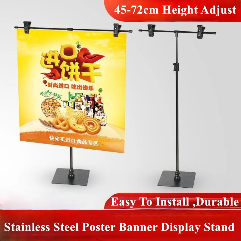 Stainless Steel Adjustable Poster Display Stand Promotion Price Banner Sign Holder Stand POP Clip Advertising Display Board