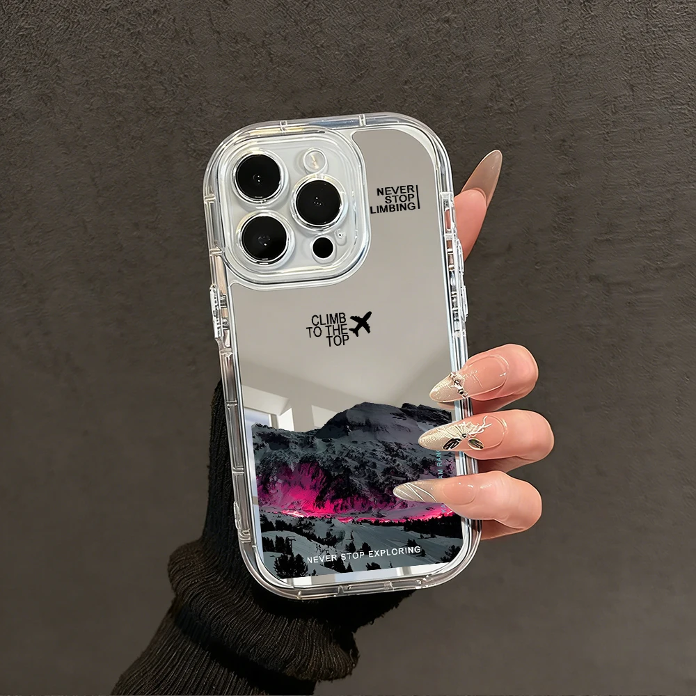 Modische Schneeberg-Gletscher-Spiegel-Handyhülle für iPhone 17 15 14 16 Pro Max 13 12 11 Pro XR XS 8 Plus 17Air Stoßfeste Hülle – Detail 2