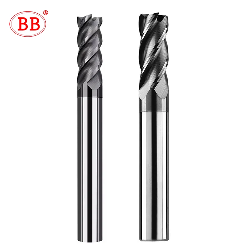 BB Corner Radius End Mill CNC Hardened Steel Die Steel Machining Cutting Tool HRC65 Slot Side Cutting 4 Flute 6R0.2 8R0.5 BK2063