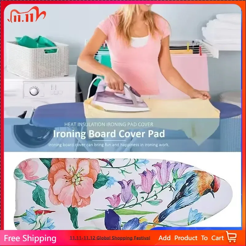 

1pcs Ironing Board Cover Spring Bird Series Digital Printing Heat Insulation Nonslip Cloth Printed Thick Heat Retaining Home use