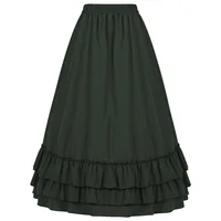Brown Cotton Ruffles Long Asymmetrical Victorian Gothic Skirt Hot Sexy y2k Clothes Steampunk Cosplay Women Vintage Skirts 2024 4