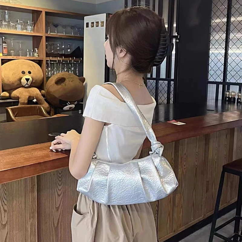 

Vintage Bags For Women Luxury Designer Handbag And Purse 2023 New In PU Material Ruched Knot Small Underarm Shoulder Bag Y2K