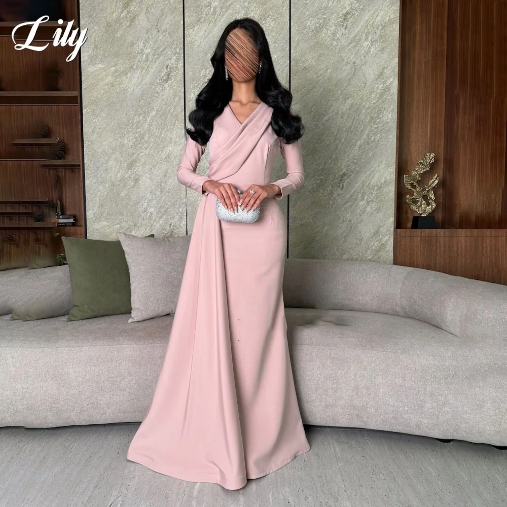 فستان حفلات أحمر الخدود من Lily برقبة على شكل حرف V وأكمام عادية فستان سهرة مع طيات فساتين شورت لحفلات الزفاف حسب الطلب #1