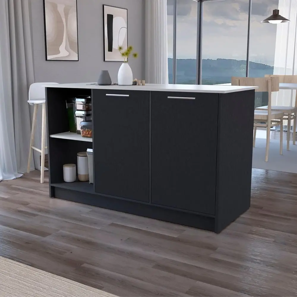 

Black and Onyx Double Door CabiKitchen Island