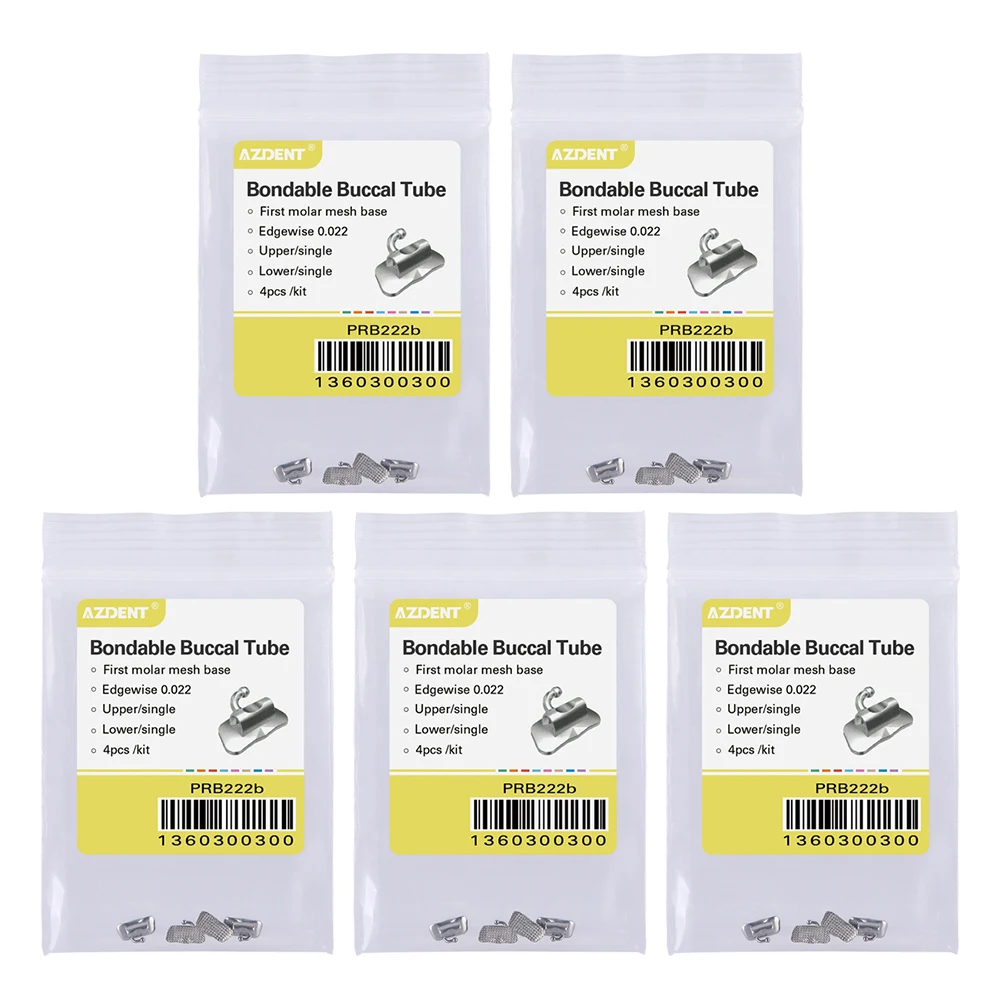 5 Packungen AZDENT Dental Kieferorthopädische Bukkalröhrchen 1. 2. Molarenzähne Mesh Base Nicht umwandelbar Bondable Roth MBT Edgewise 022/018 – Detail 9