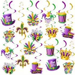 36Pcs Mardi Gras Decorations Party Supplies Mardi Gras Tinsel Garland Hanging Swirl Decorations Colorful Garland Crown Mask
