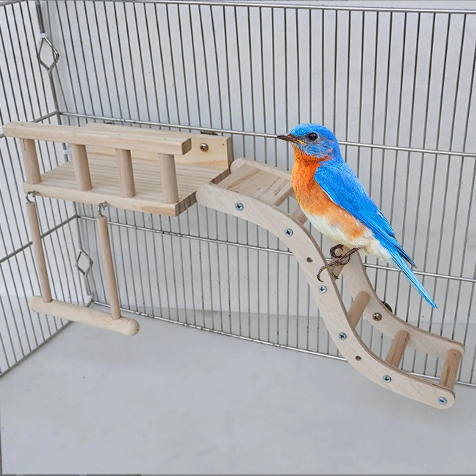 Wooden Parrot Perch Easy to Install Cage Accessories Bird Cage Toy Multifunction for Parakeet Hamster Lovebird Bluebird Exercise