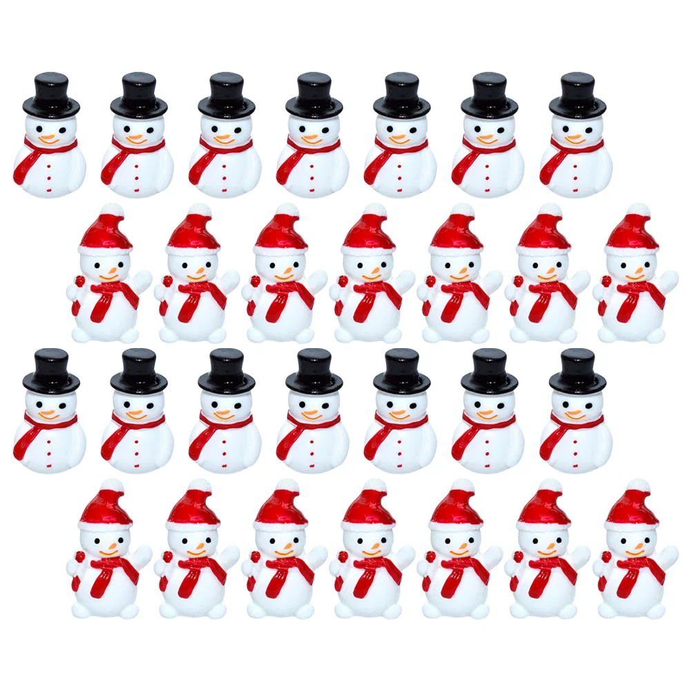 40 Pcs Statue Mini Snowman Micro Landscape Ornaments Play House Toys (black Hat + Red Hat) 40pcs Dollhouse Resin Tiny Figures