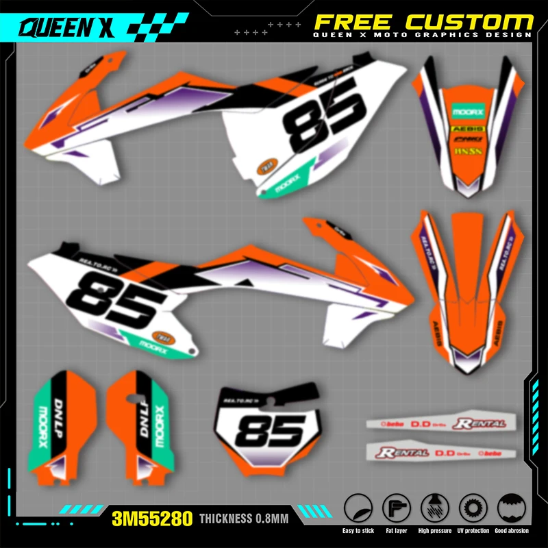 

Queen X MOTOR For KTM SX85 SX 85 2018 2019 2020 2021 2022 2023 2024 Custom Motorcross Graphics Background Decal Stickers Kits