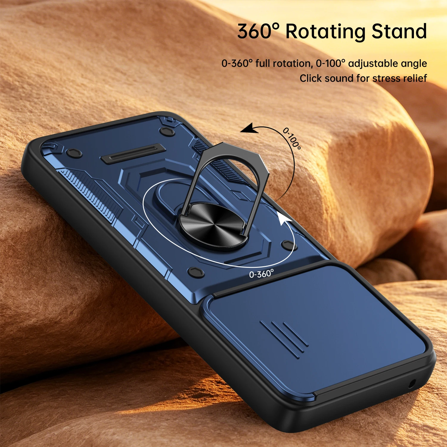 Stoßfeste magnetische Schutzhülle mit Kameraständer und Schiebeverschluss für Motorola G56 G85 G96 G67 G86 Power EDGE 60 70 PRO FUSION ULTRA – Detail 2
