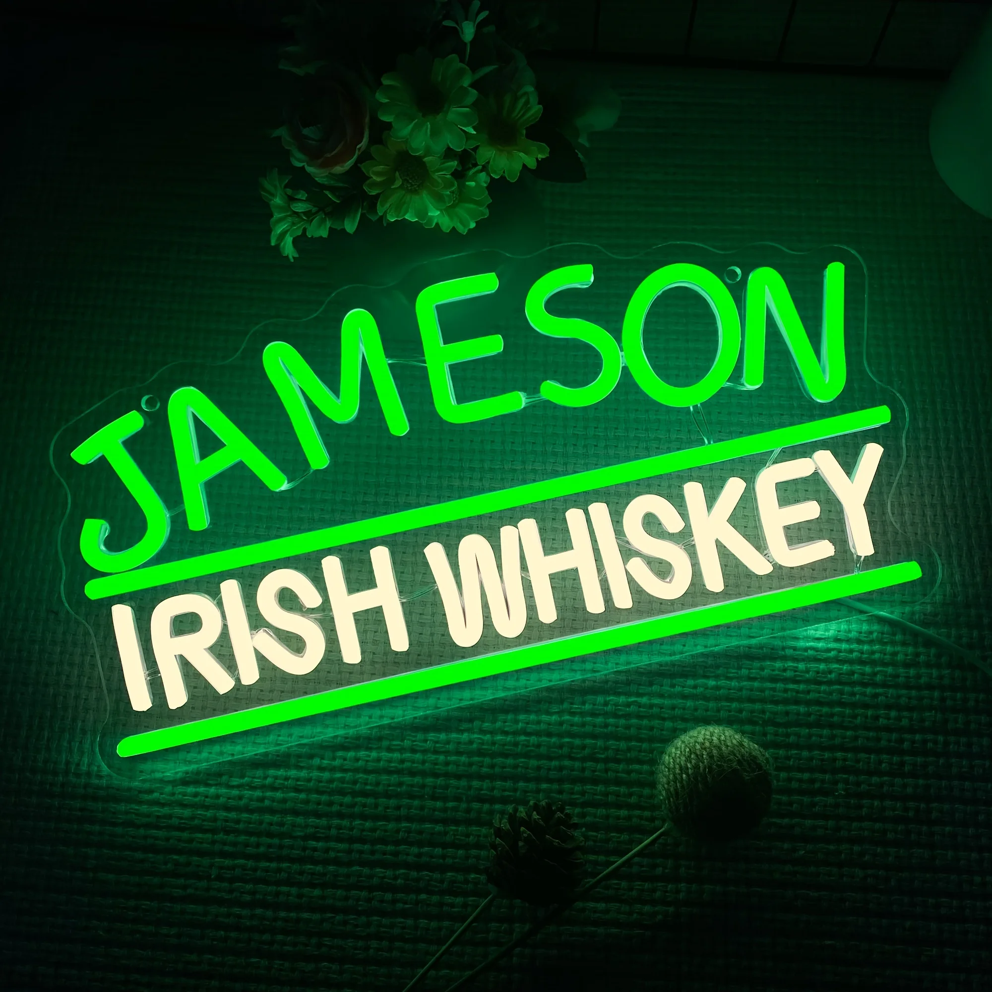 Jameson Ireland Whiskey Neon Sign LED Neon Light Sign for Wall Decor USB Powered for Bar Man Cave Club Birthday Party