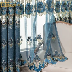 Cortinas europeas de chenilla para sala de estar, cortinas bordadas huecas solubles en agua, 2024 opacas para ventana de Bahía, comedor y dormitorio