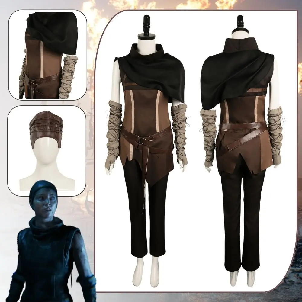 

Senua Cosplay Fantasia Hell Blade Viking Costume Disguise for Adult Women Vest Pants Outfits Halloween Carnival Party Clothes