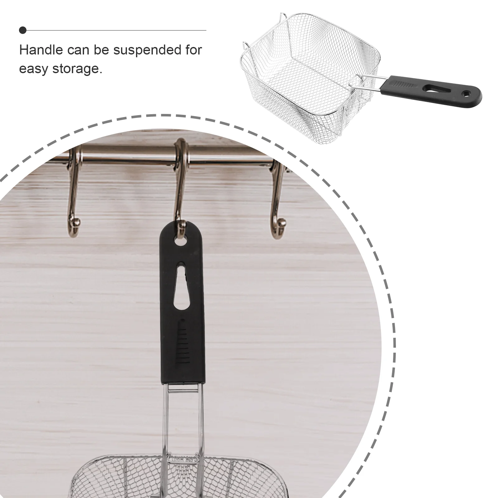 Stainless Steel Deep Fry Basket with Removable Handle Durable Wire Mesh Strainer for Frying Cooking and Food Presentation