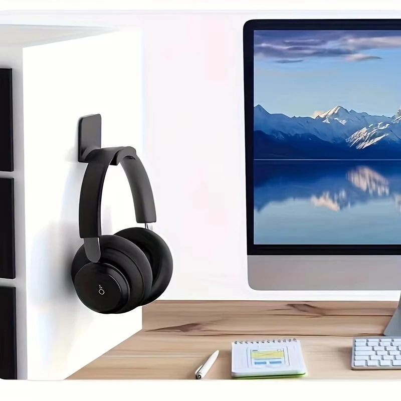 Universal Headphone Stand Under Desk Headset Rack Holder Support Adhensive Plastic Wall Mount Hanger for Gaming Earphone Bracket