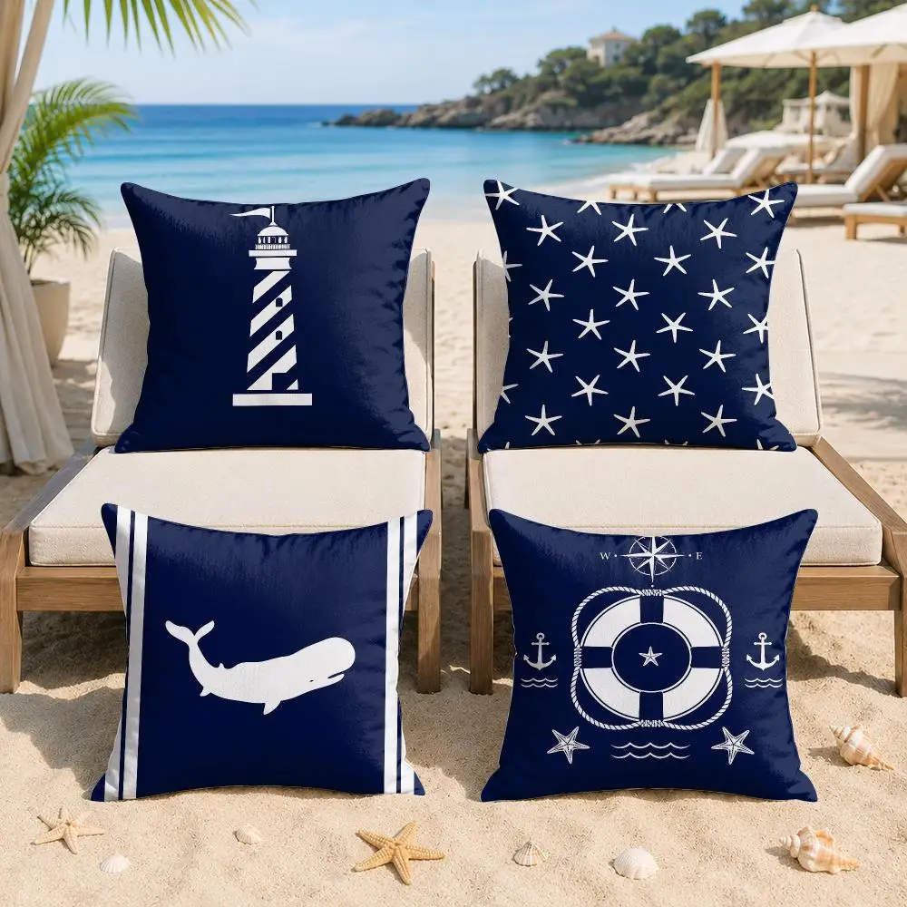 Home Decor Compass Anchor Cushion Cover Silky Short Plush Invisible Zipper Dustproof Sofa Pillow Case For Home Decor