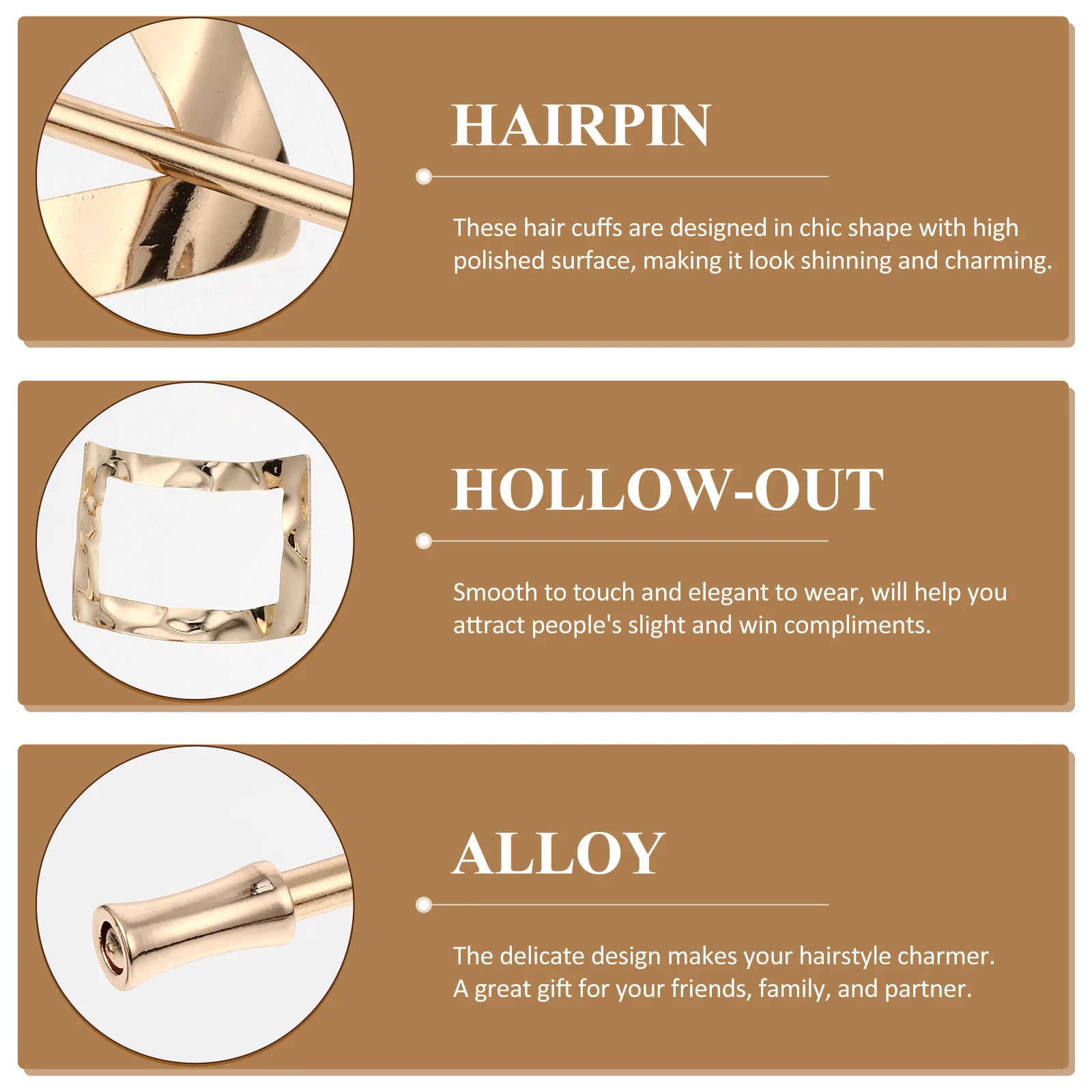 

4Pcs Alloy Hair Cuff Bun Shining Charmer Vintage Design Accessory for Occasions Gift for Friends Family Partners